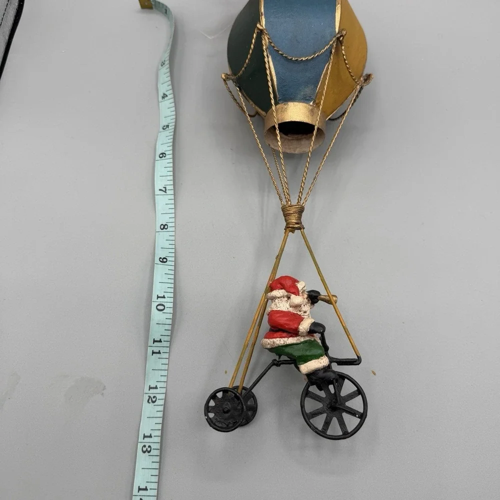 Santa Claus Bicycle Hot Air Ballon Metal Christmas Ornament 13